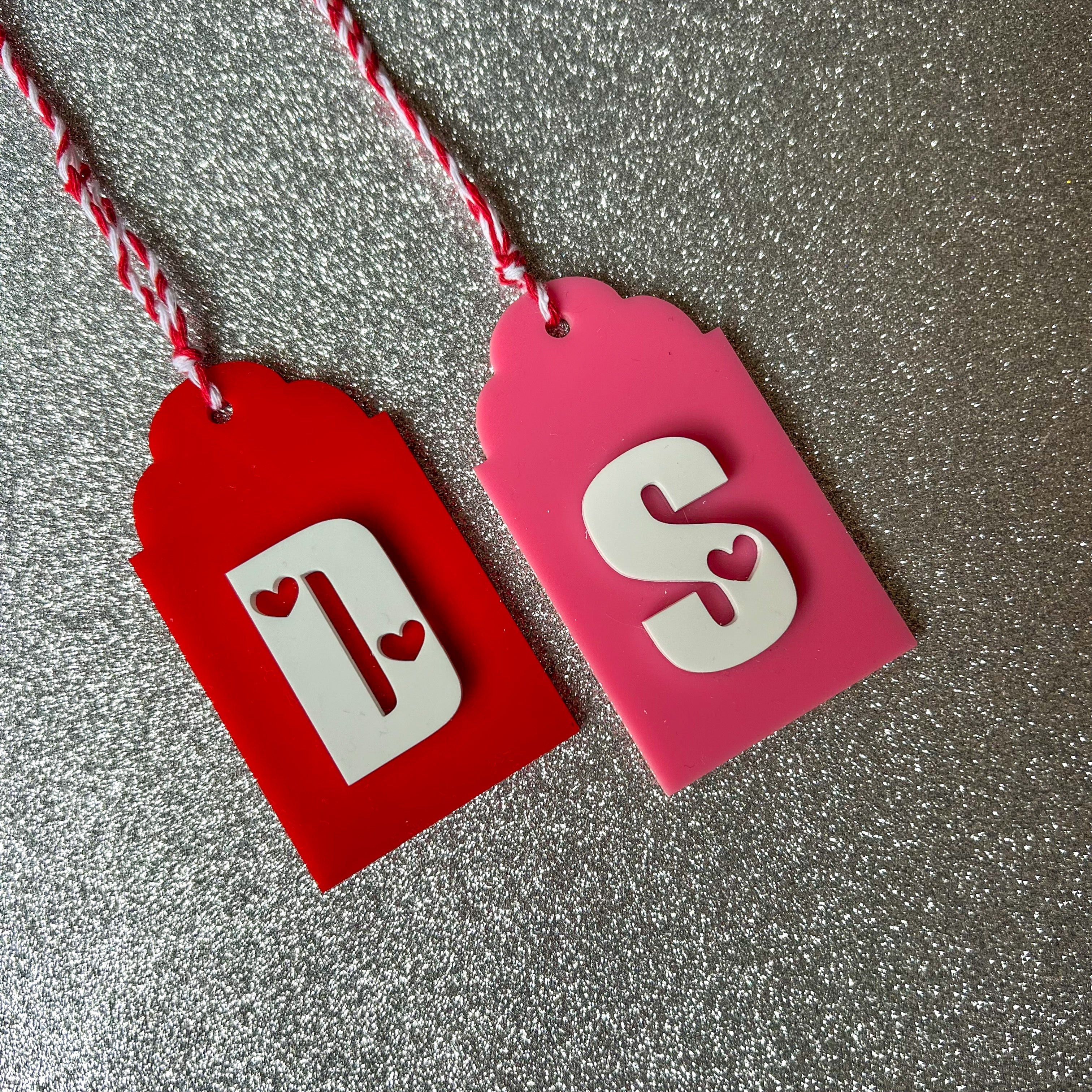 Alphabet Loveheart Tags - Red